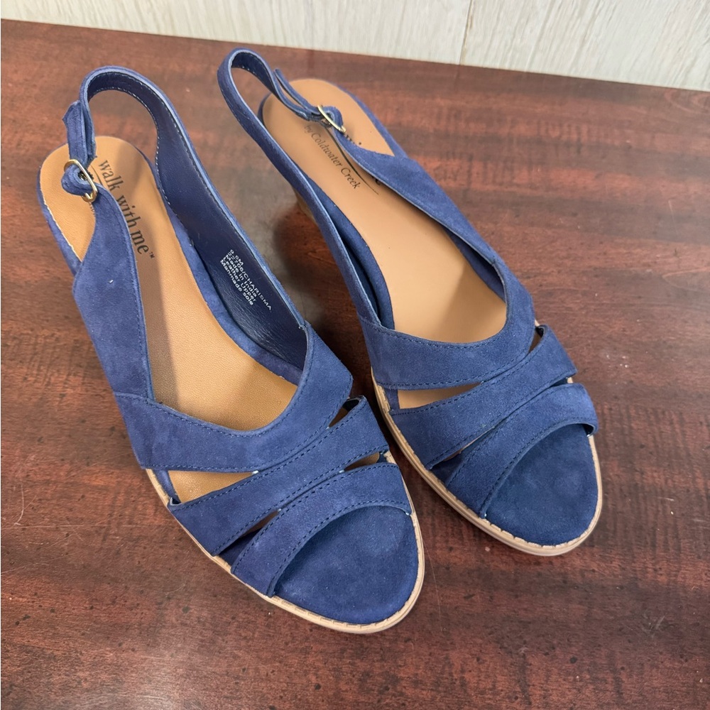 Walk with me Blue Wedge Suede Sandals